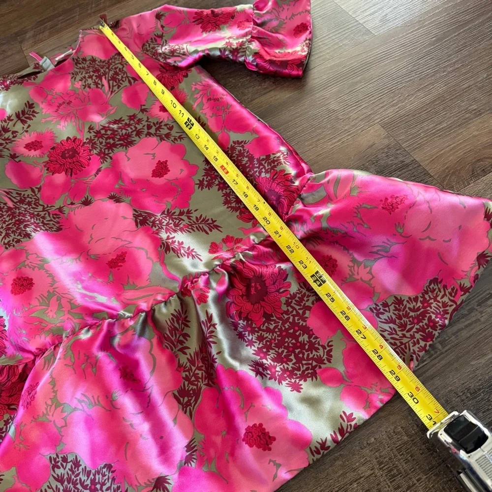Crewcuts fancy floral satin ruffle sleeve dress 10